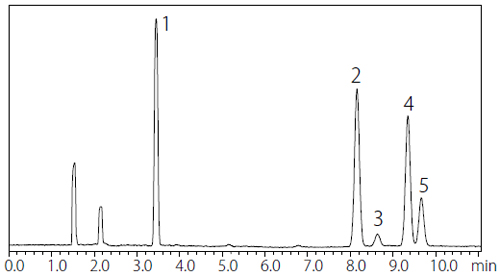Chromatogram of Class 1 Standard Solution by Procedure A (Water-Soluble Sample) 