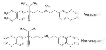 Chemical Formulas of Verapamil and its Metabolite Nor-Verapamil