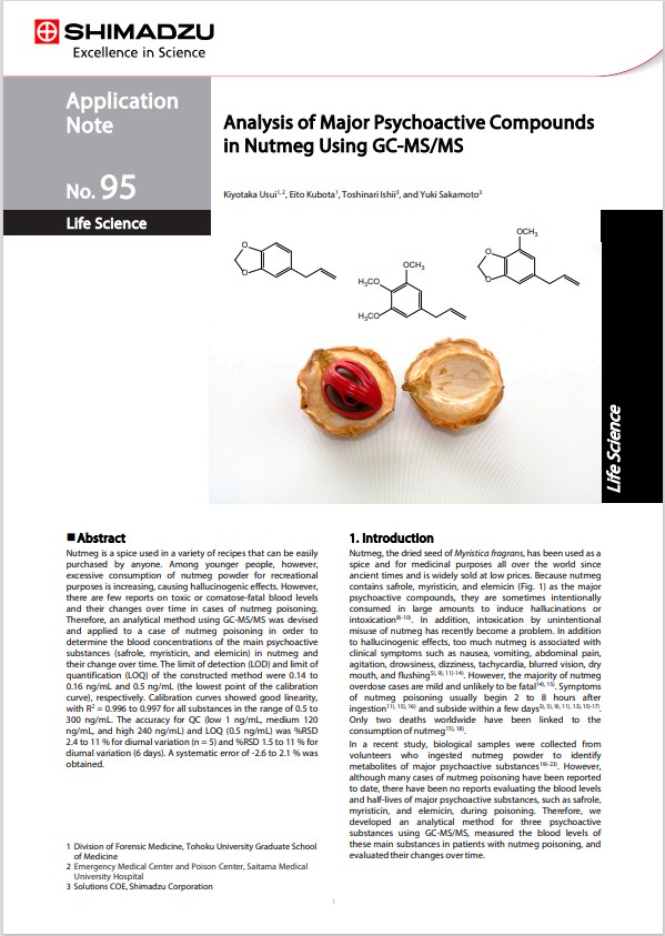 Analysis of Major Psychoactive Compounds in Nutmeg Using GC-MS/MS