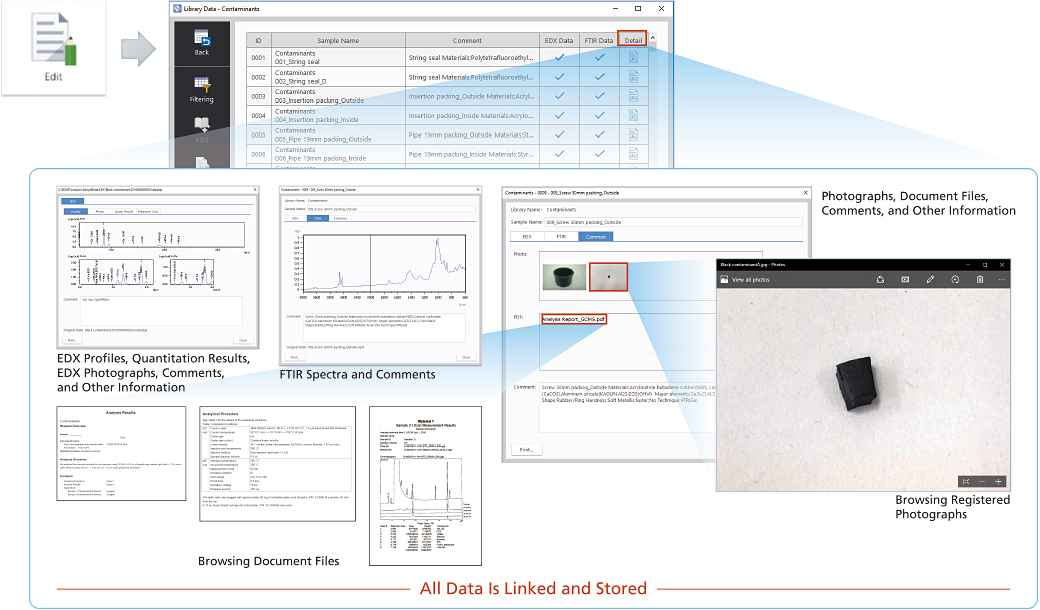 Data Browsing and the Registration, Editing, Deletion of Data, Images, Document Files