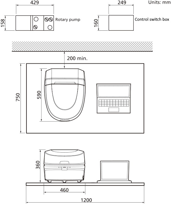 Vacuum measurement unit (optional) consists of a control switch box and rotary pump.