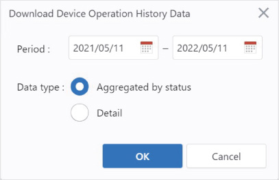 Batch Output Window of Operating History